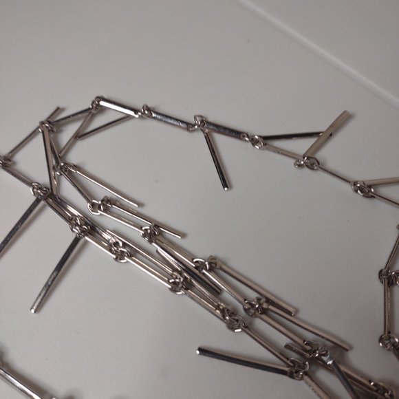 Very Long Silver Tone Dangling Bar Necklace 53.5 Inches - Picture 6 of 11